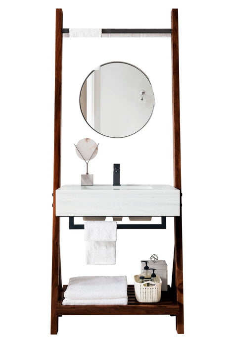 Lakeside 30" Single Vanity, Mid-Century Walnut w/ Arctic Fall Solid Surface Top - Luxe Vanity & Tub