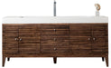 Linear 72" Single Vanity, Mid-Century Walnut w/ Glossy White Composite Stone Top - Luxe Vanity & Tub