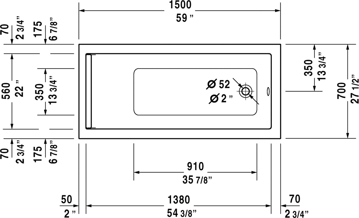 Duravit Starck 59" Soaking Tub - Luxe Vanity & Tub