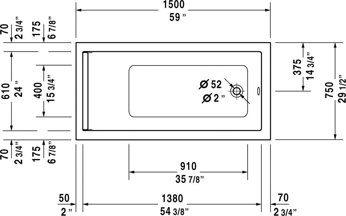 Duravit Starck 60'' x 30'' Soaking Tub - Luxe Vanity & Tub