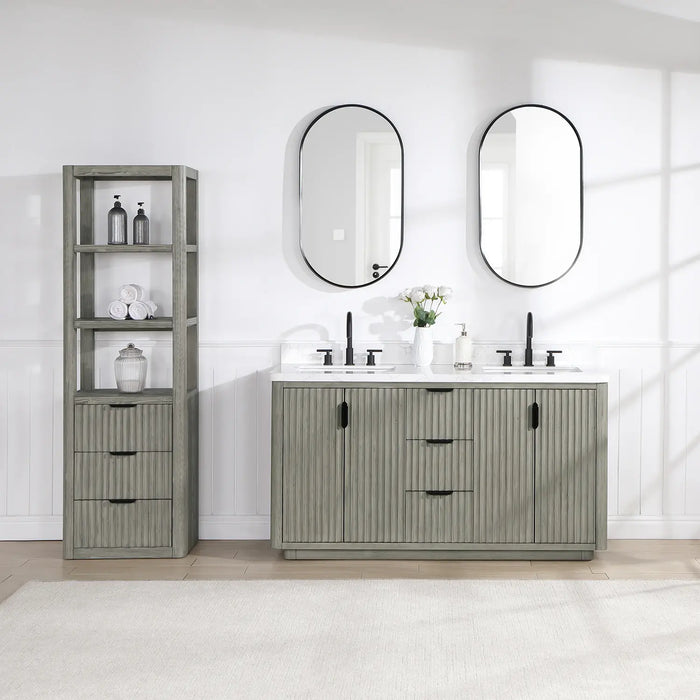 Cádiz Free-standing Double Bathroom Vanity in Fir Wood with Composite top and Optional Mirror