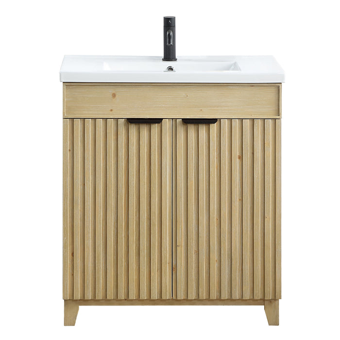 Palos 30" Free-standing Single Bath Vanity in Spruce Natural Brown with Drop-In White Ceramic Basin Top