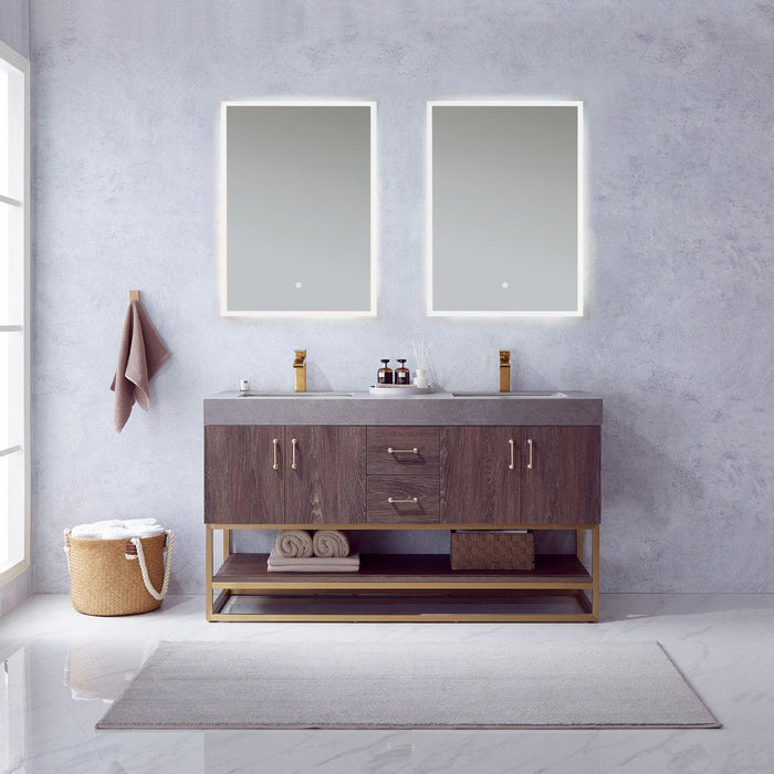 Alistair Double Vanity with White/Grey Grain Stone Countertop
