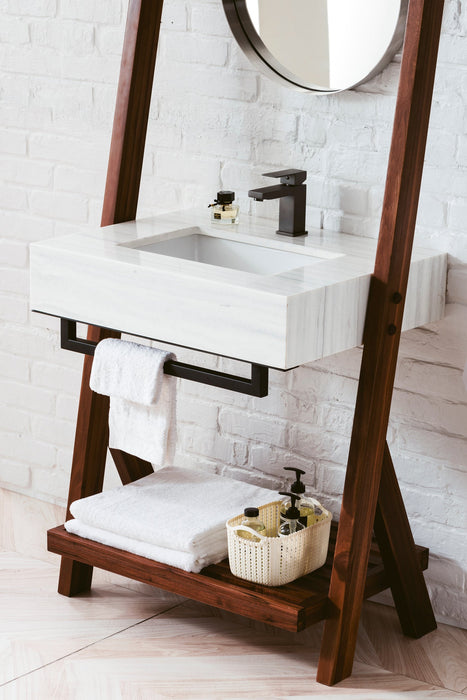 Lakeside 30" Single Vanity, Mid-Century Walnut w/ Arctic Fall Solid Surface Top - Luxe Vanity & Tub