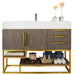 Columbia 48" Single Vanity, Ash Gray, Radiant Gold w/ Glossy White Composite Stone Top - Luxe Vanity & Tub