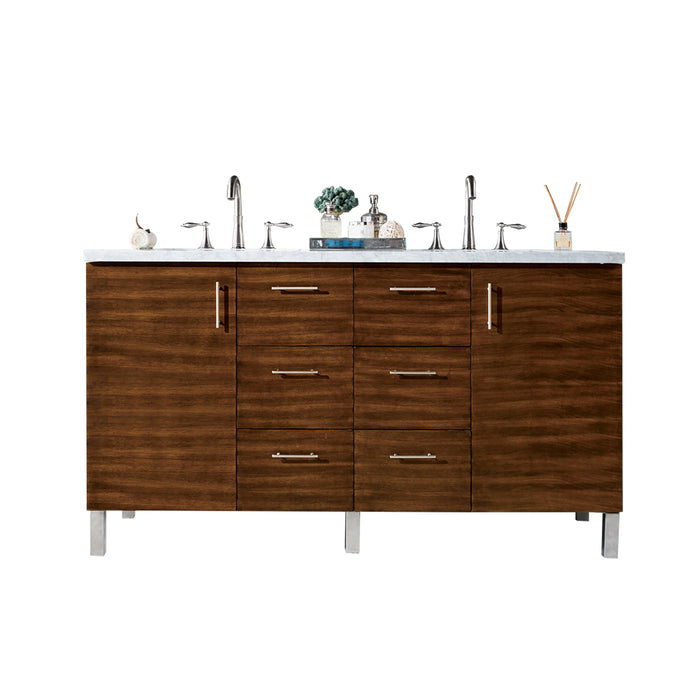 60" Metropolitan Double Bathroom Vanity, American Walnut