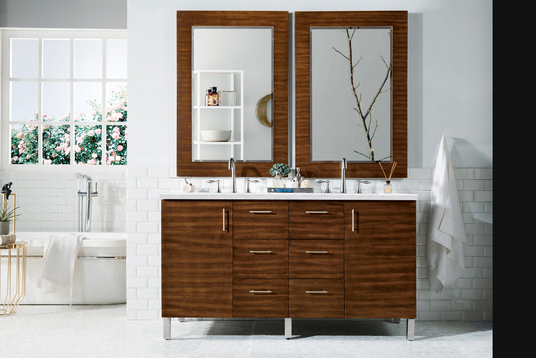 60" Metropolitan Double Bathroom Vanity, American Walnut