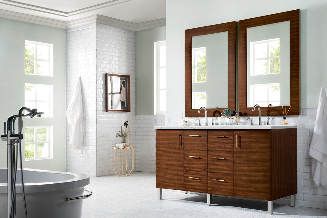 60" Metropolitan Double Bathroom Vanity, American Walnut