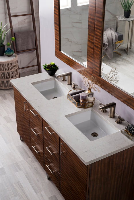 60" Metropolitan Double Bathroom Vanity, American Walnut