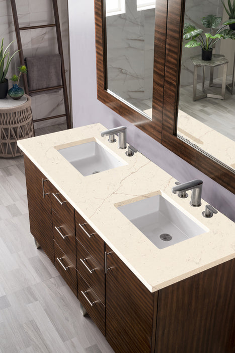 60" Metropolitan Double Bathroom Vanity, American Walnut