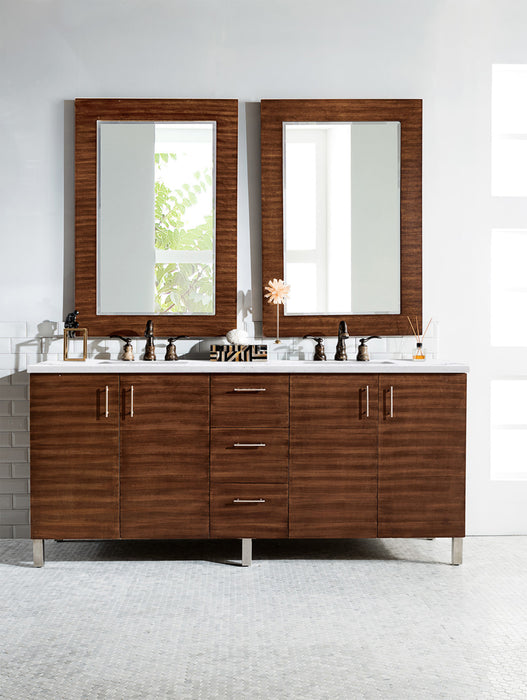 72" Metropolitan Double Bathroom Vanity, American Walnut