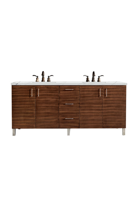 72" Metropolitan Double Bathroom Vanity, American Walnut