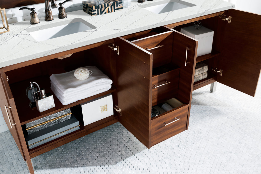 72" Metropolitan Double Bathroom Vanity, American Walnut