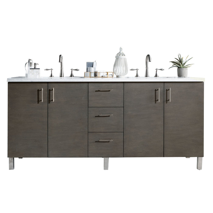 72" Metropolitan Double Bathroom Vanity, Silver Oak