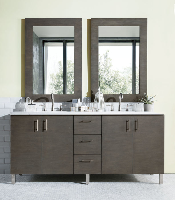 72" Metropolitan Double Bathroom Vanity, Silver Oak