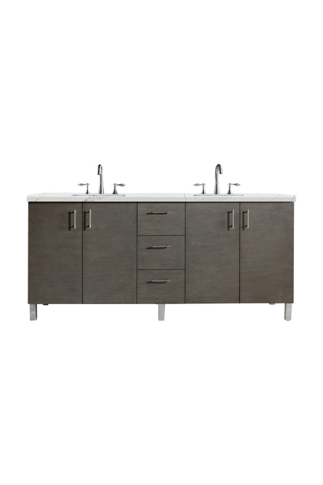 72" Metropolitan Double Bathroom Vanity, Silver Oak