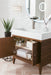 Linear 36" Single Vanity, Mid-Century Walnut w/ Glossy White Composite Stone Top - Luxe Vanity & Tub