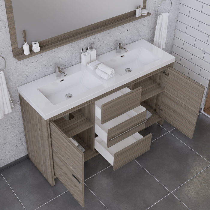 Alya Bath Sortino 60" Modern Double Bathroom Vanity - Luxe Vanity & Tub