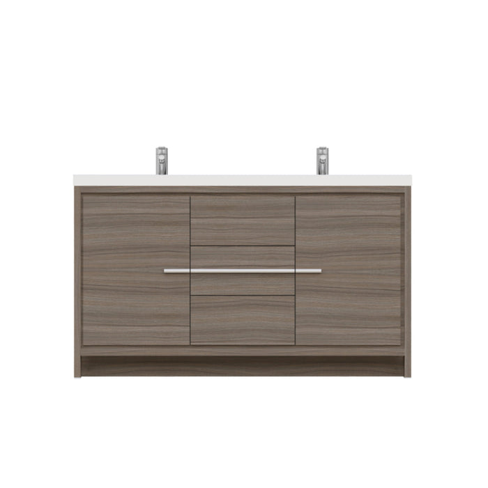 Alya Bath Sortino 60" Modern Double Bathroom Vanity - Luxe Vanity & Tub