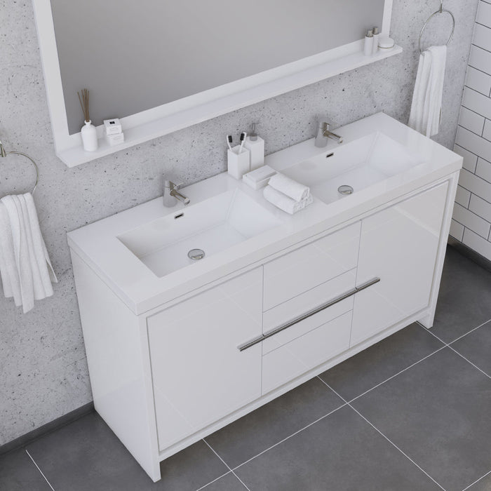 Alya Bath Sortino 60" Modern Double Bathroom Vanity - Luxe Vanity & Tub