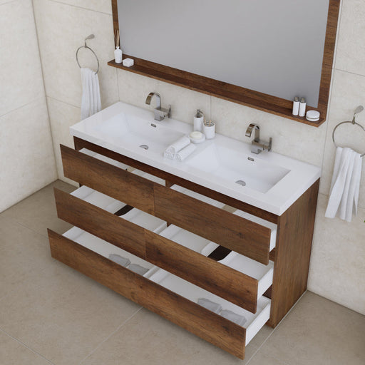 Alya Bath Paterno 60" Modern Freestanding Double Bathroom Vanity - Luxe Vanity & Tub