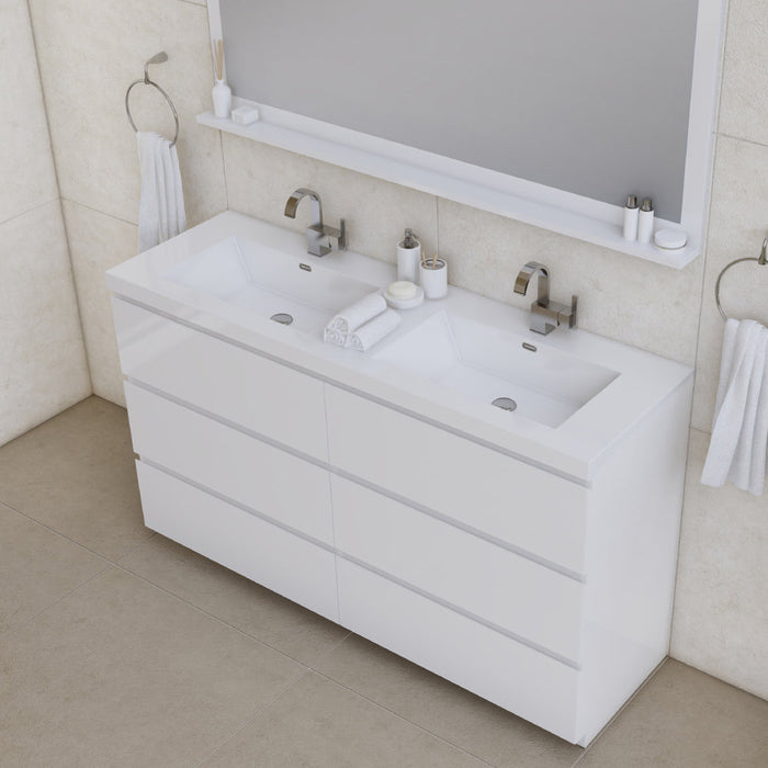 Alya Bath Paterno 60" Modern Freestanding Double Bathroom Vanity - Luxe Vanity & Tub