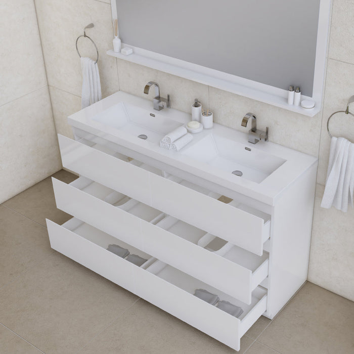 Alya Bath Paterno 60" Modern Freestanding Double Bathroom Vanity - Luxe Vanity & Tub