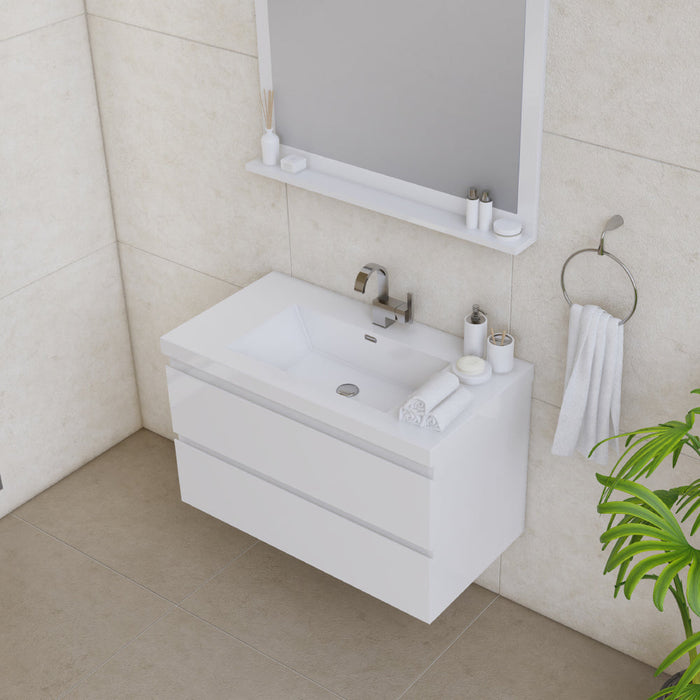 Alya Bath Paterno 36" Modern Wall Mounted Bathroom Vanity - Luxe Vanity & Tub