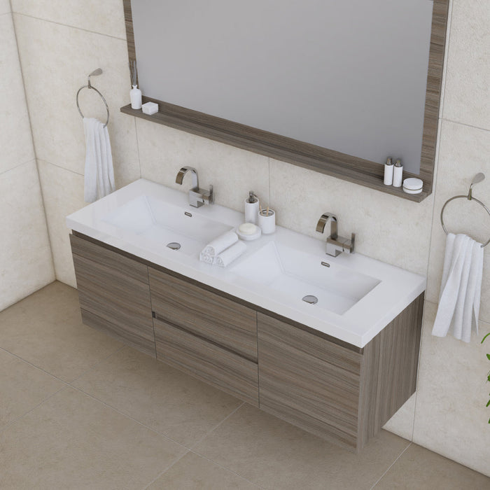 Alya Bath Paterno 60" Modern Wall Mounted Double Bathroom Vanity - Luxe Vanity & Tub