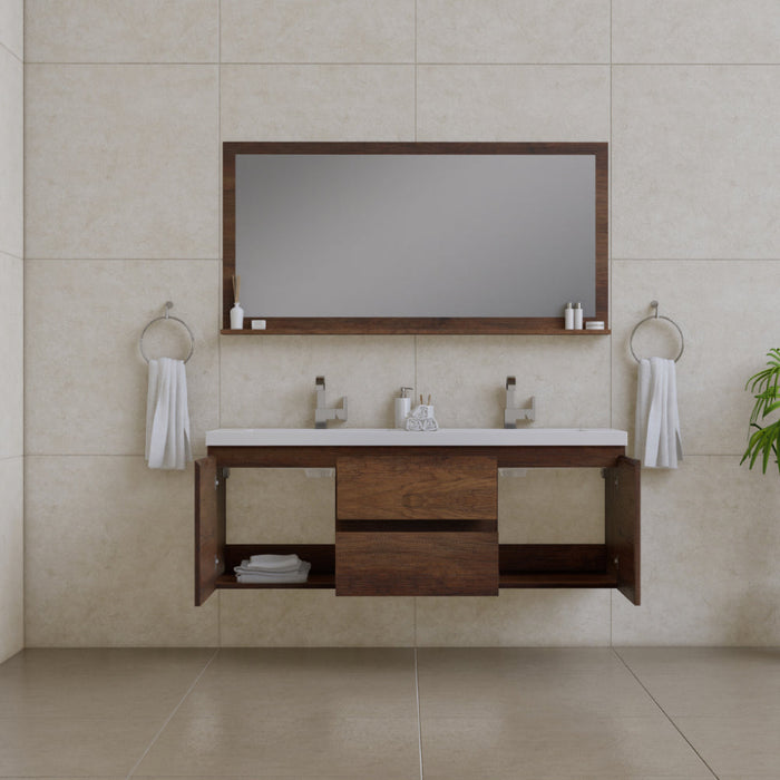 Alya Bath Paterno 60" Modern Wall Mounted Double Bathroom Vanity - Luxe Vanity & Tub