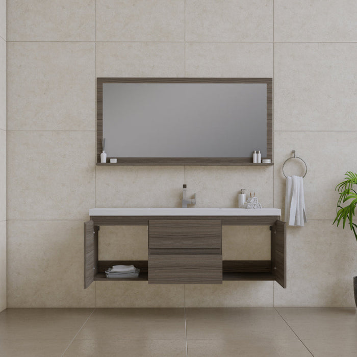 Alya Bath Paterno 60" Modern Wall Mounted Single Bathroom Vanity - Luxe Vanity & Tub