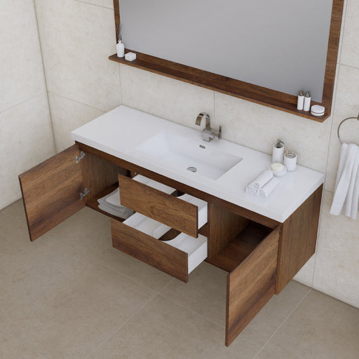 Alya Bath Paterno 60" Modern Wall Mounted Single Bathroom Vanity - Luxe Vanity & Tub