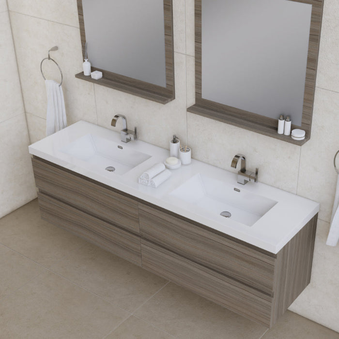 Alya Bath Paterno 72" Modern Wall Mounted Bathroom Vanity - Luxe Vanity & Tub