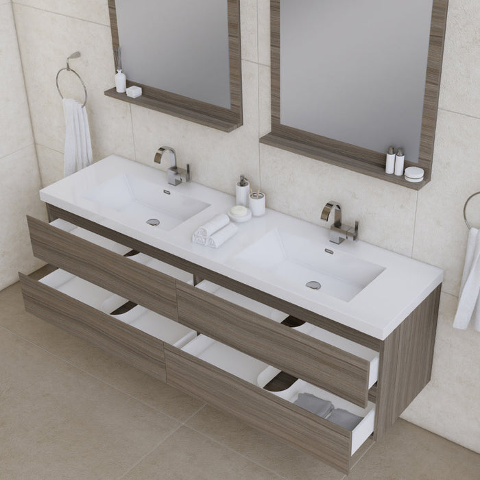 Alya Bath Paterno 72" Modern Wall Mounted Bathroom Vanity - Luxe Vanity & Tub