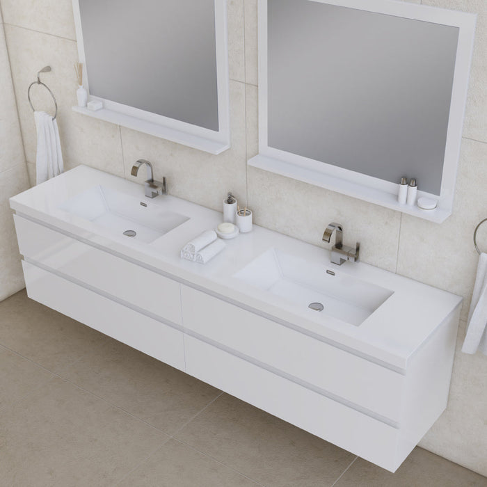 Alya Bath Paterno 84" Modern Wall Mounted Bathroom Vanity - Luxe Vanity & Tub