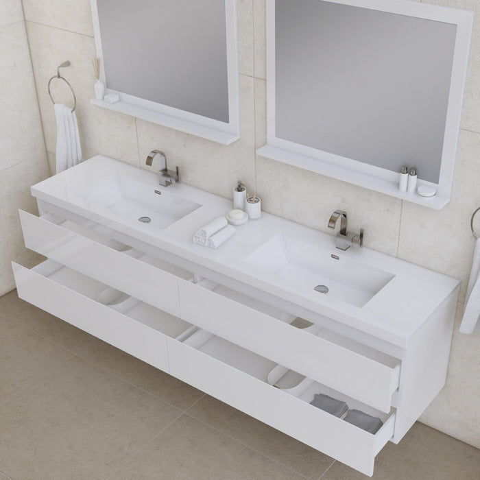 Alya Bath Paterno 84" Modern Wall Mounted Bathroom Vanity - Luxe Vanity & Tub