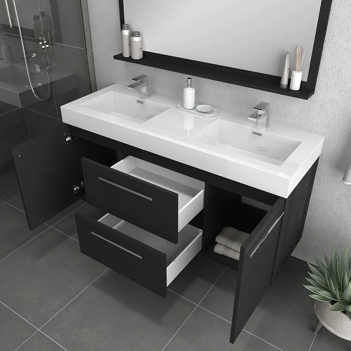 Alya Bath Ripley 60" Wall Mounted Double Vanity with Sink - Luxe Vanity & Tub