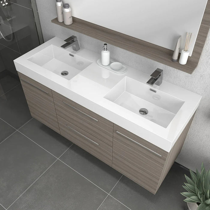 Alya Bath Ripley 60" Wall Mounted Double Vanity with Sink - Luxe Vanity & Tub