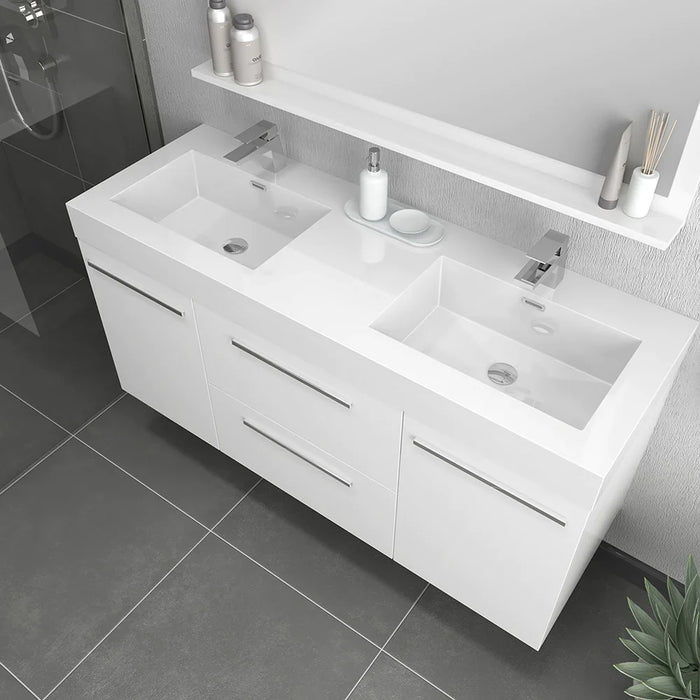 Alya Bath Ripley 60" Wall Mounted Double Vanity with Sink - Luxe Vanity & Tub