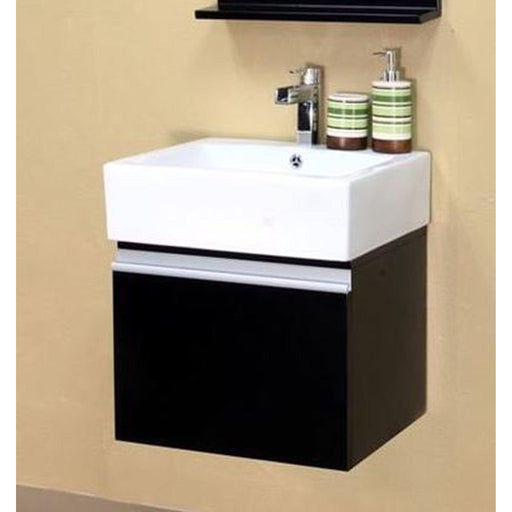 Bellaterra Home 21" 1-Door Dark Espresso Wall-Mount Vanity Set With White Ceramic Drop-In Sink and White Ceramic Top