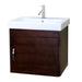 Bellaterra Home 24" 1-Door Walnut Wall-Mount Vanity Set With White Ceramic Drop-In Sink and White Ceramic Top - Luxe Vanity & Tub