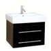 Bellaterra Home 24" 2-Drawer Black Wall-Mount Vanity Set With White Ceramic Drop-In Sink and White Ceramic Top - Luxe Vanity & Tub