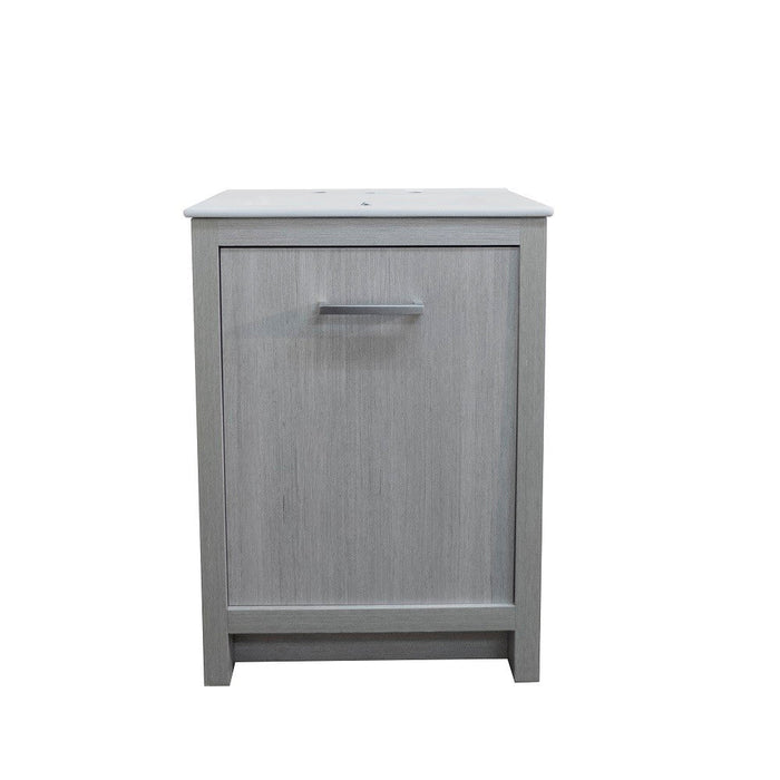 Bellaterra Home 24" 2-Drawer Gray Freestanding Vanity Set With Ceramic Integrated Sink and Ceramic Top - Luxe Vanity & Tub