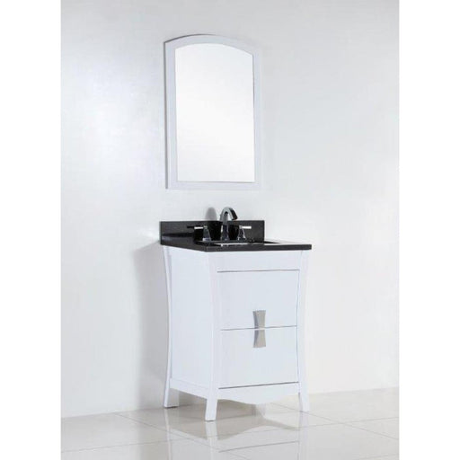 Bellaterra Home 24" 2-Drawer White Freestanding Vanity Set With Ceramic Undermount Rectangular Sink and Black Galaxy Granite Top