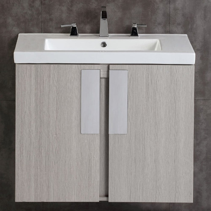 Bellaterra Home 30" 2-Door Gray Pine Wall Mount Vanity Set With Ceramic Integrated Sink and Top - Luxe Vanity & Tub