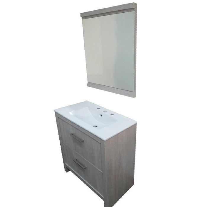 Bellaterra Home 30" 2-Drawer Gray Freestanding Vanity Set With Ceramic Integrated Sink and Ceramic Top - Luxe Vanity & Tub