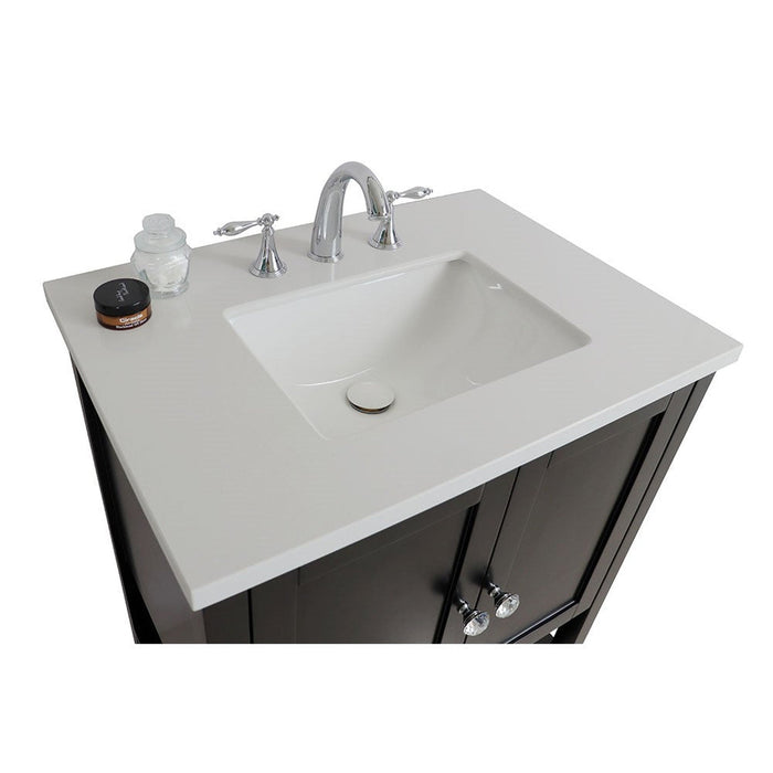 Bellaterra Home 31" 2-Door Espresso Freestanding Vanity Set With White Ceramic Undermount Sink and White Quartz Top - Luxe Vanity & Tub