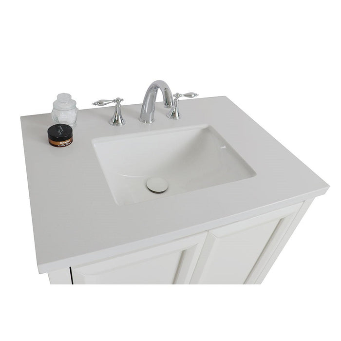 Bellaterra Home 31" 2-Door White Freestanding Vanity Set With White Ceramic Undermount Sink and White Quartz Top - Luxe Vanity & Tub