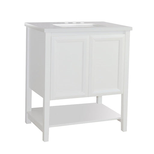 Bellaterra Home 31" 2-Door White Freestanding Vanity Set With White Ceramic Undermount Sink and White Quartz Top - Luxe Vanity & Tub