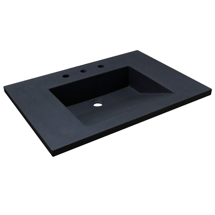 Bellaterra Home 31" x 22" Black Concrete Three Hole Vanity Top With Integrated Rectangular Ramp Sink - Luxe Vanity & Tub